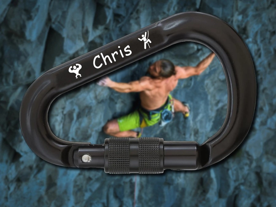 Climbing carabiner with engraving