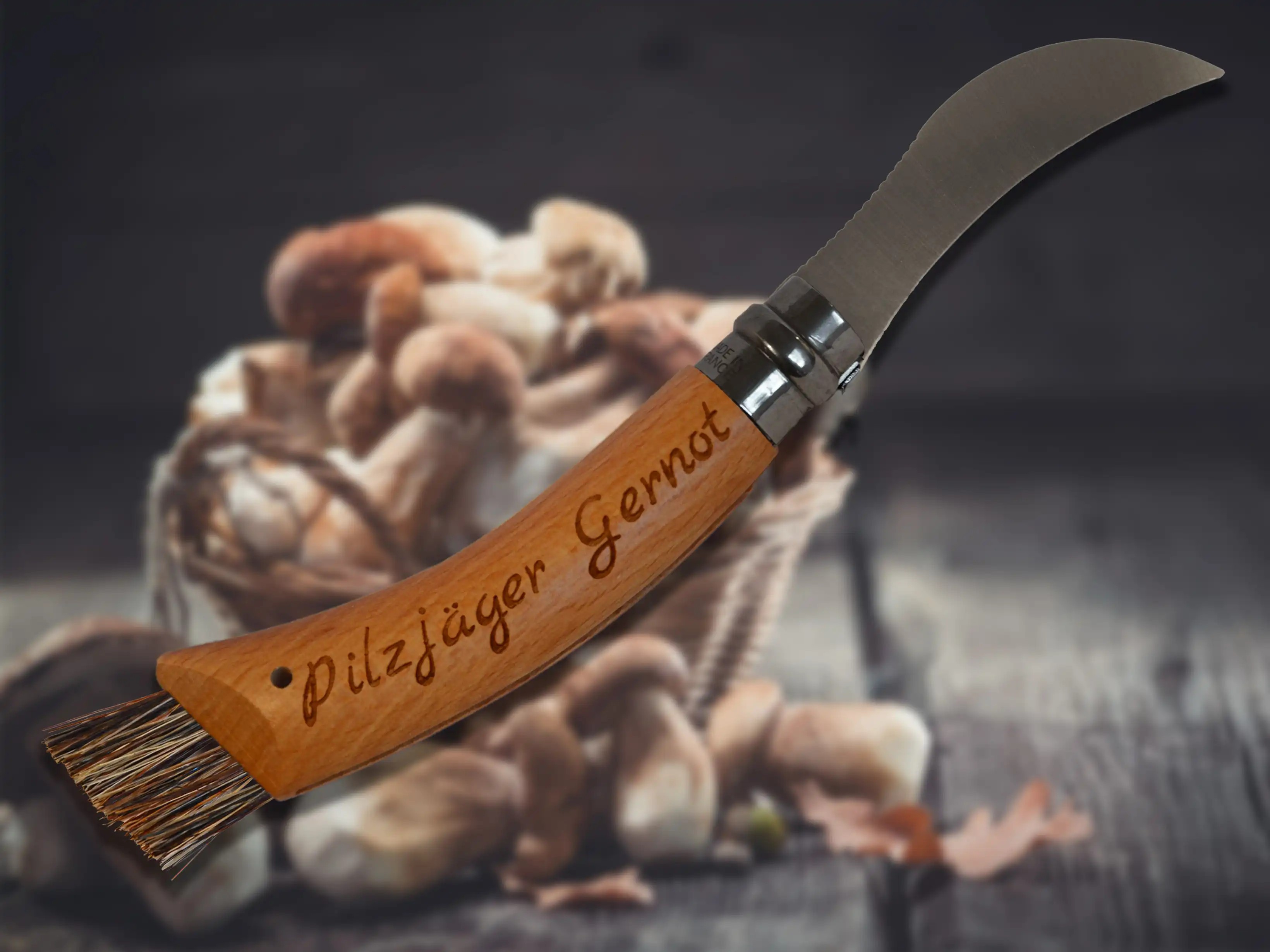 Couteau à champignons gravé / Manche et lame