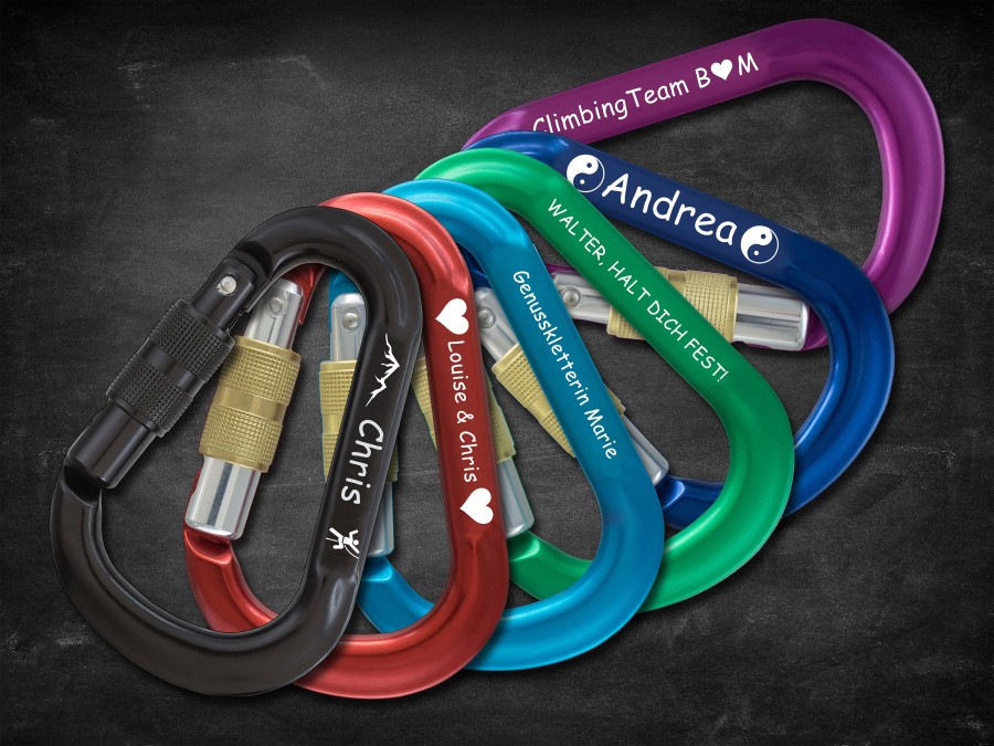 Engraved climbing carabiner