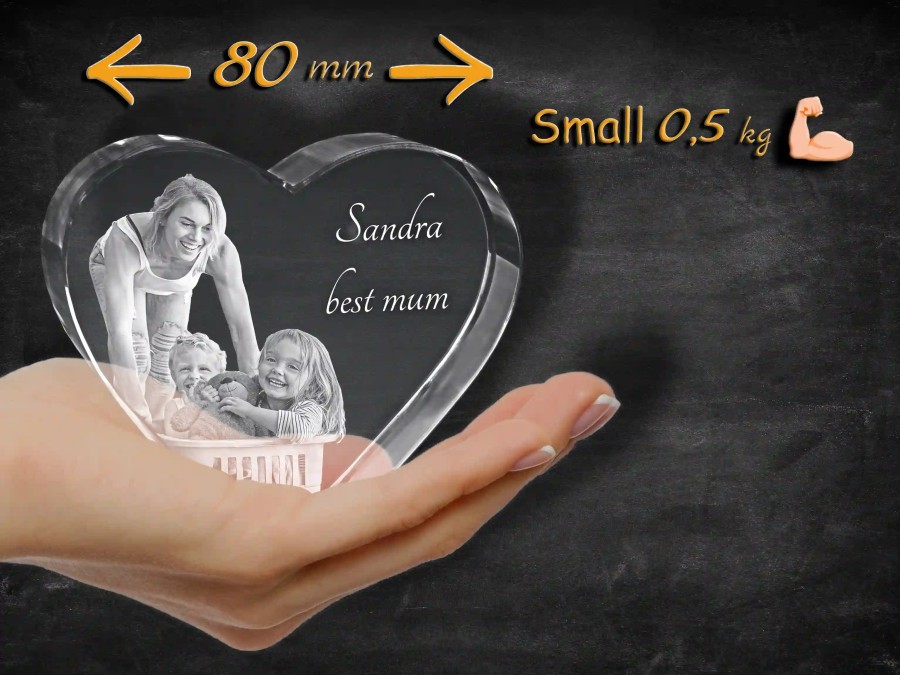 Glass heart with photo